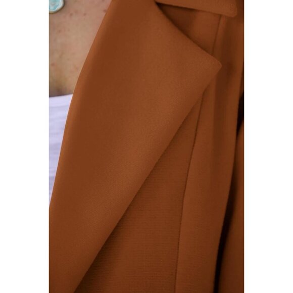 🆕Women's Brown Fall Long Sleeve Lapel Pockets Loose Casual Blazers Outerwear - Picture 4 of 9